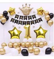 1 Kral Taçlı Yaş Balon İyi Ki Doğdun Doğum Günü Süsleme Seti-