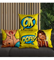 eJOYA Pop Art Tasarımlı 4'lü Yastık İçi Ve Kırlent Kılıfı 45cm 113672