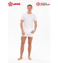 Yıldız 56 Premium Erkek %100 Pamuk Ribana Kumaş Esneyen Rahat Kapalı Yaka Erkek Atlet/Fanila/Tshirt