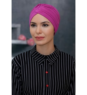 Şarabi Pratik Hazır Geçmeli Tesettür Bone Sandy Kumaş Taçlı Büzgülü 1208_08