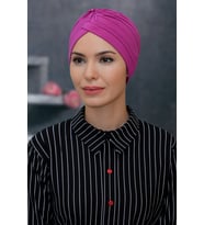Şarabi Pratik Hazır Geçmeli Tesettür Bone Sandy Kumaş Taçlı Büzgülü 1208_08