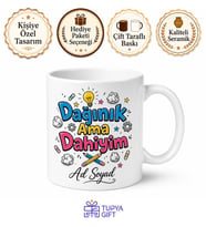 İsme Özel Dağınık Ama Dahiyim Yazılı Komik Kupa Bardak Hediye