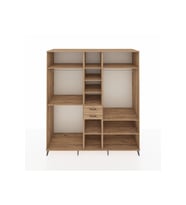 Kronos Dolap 10 Raflı 2 Çekmeceli 3 Askılı 220x59x243 Çam-Çam/Çam
