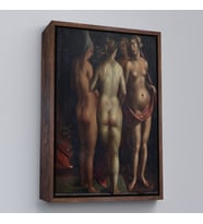 Çerçeveli Albrecht Dürer - Venüs ve Üç Güzeller - Venus and the Three Graces (Kahverengi)