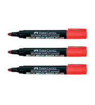 Faber Castell Markör Permanent Jumbo Kırmızı Kalem 3lü