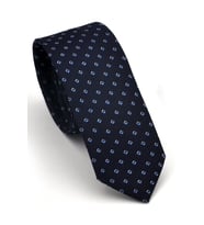 Mavi Desenli Lacivert Dokuma Kumaş Mendilli Slim Fit Kravat // SDK230902 (Renksiz)