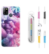 INFINIX Smart 4 5 6 Zero 8 S5 Pro Kılıf Kablo Koruma Spiral Silikon Pink Cloud 1305