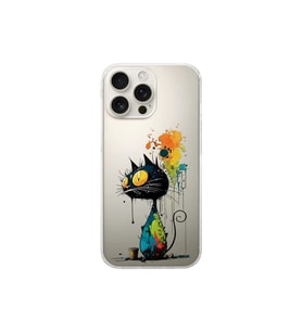 iPhone 16 Pro ile Uyumlu Splash Kedi Tasarımlı Şeffaf Silikon Kılıf