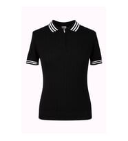 Trender Yarım Fermuarl Siyah - Beyaz Erkek Polo Yaka T-shirt 17434