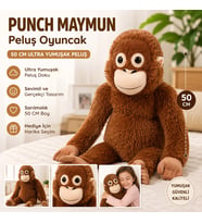 Sevimli Punch Maymun Peluş Oyuncak 50 CM Ultra Yumuşak Büyük Boy Sarılmalık Kahverengi Peluş