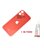 Tkgz İPhone 12 MİNİ Arka Pil Batarya Kapağı (CAM+B-7000) KIRMIZI