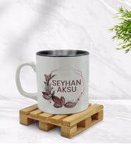 BK Gift Kişiye Özel Çiçek Tasarımlı İçi Siyah Renkli Kupa Bardak Model 13