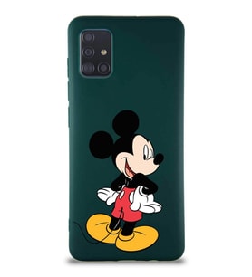 Samsung Galaxy A51 Soft Premier Kapak Mickey Mouse-D Tasarımlı Silikon Kılıf - Yeşil (Şeffaf)