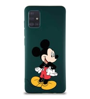 Samsung Galaxy A51 Soft Premier Kapak Mickey Mouse-D Tasarımlı Silikon Kılıf - Yeşil (Şeffaf)