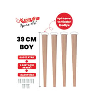4'lü 39 Cm Doğal Ahşap Ayak Konik Masa-sandalye-tabure- Sehpa Ayağı (Kahverengi)