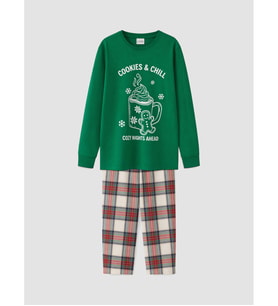 LCW Kids Yeşil Yılbaşı Temalı Erkek Çocuk Pijama Takımı