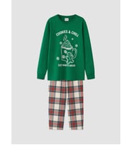 LCW Kids Yeşil Yılbaşı Temalı Erkek Çocuk Pijama Takımı