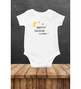 ŞŞŞŞTTT Sessizlik Lütfen Özel Tasarım Bebek Zıbın Pamuklu Çıtçıtlı Body