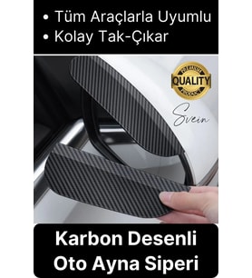 Dayanıklı Araba Ayna Yağmur Koruyucu Siper Karbon Desenli Oto Aksesuar Uyumlu Kolay Montaj 1 Çift