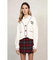 Tommy Jeans TJCW PREP VARSITY CARDIGAN Kadın beyaz Hırka DW0DW20195YBH