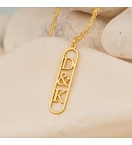 DKMN Gümüş Oval Çerçeveli Harfli Kolye 925 Ayar Kadın Gümüş Kolye (Gold)