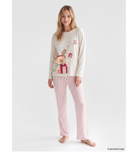 LCW Young Pembe Yılbaşı Temalı Kadın Pijama Takımı