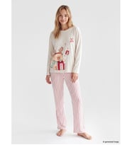 LCW Young Pembe Yılbaşı Temalı Kadın Pijama Takımı