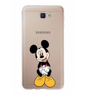 Samsung Galaxy J7 Prime Kapak Mickey Mouse Tasarımlı Şeffaf Silikon Kılıf