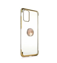 Galaxy S20 Kılıf Kenarları Renkli Yüzüklü Manyetik Silikon (Gold)