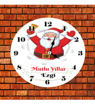 Noel Baba Temalı Yılbaşı Duvar Saati Kişiye Özel