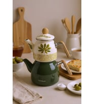 Bambum Unique - Bambu Kulplu Emaye Çaydanlık Takımı Herb