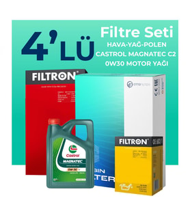 Filtron Citroen C5 AirCross 1.6 Benzinli Filtre Bakım Seti Castrol Motor Yağlı (2019-2022) 4 Lü