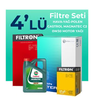 Filtron Citroen C5 AirCross 1.6 Benzinli Filtre Bakım Seti Castrol Motor Yağlı (2019-2022) 4 Lü