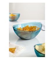 Akrilik Barok Aquamarin Orta Boy Oval Meyve & Salata Kasesi & Karıştırma Kabı / 1,6 Lt (CAM DEĞİLDİR