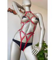 Mulvxbrf Brf02 Kırmızı Deri Dansçı Özel Harness (Mulvix)