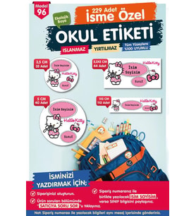 Okul Etiketi Hello Kitty  Kalem Defter Etiketi Özel İsim Yazılabilen Etiket Seti - İsim Etiketi-T583