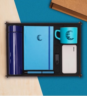 Premium Teknolojik Hediye Kutusu & Dereceli Termos, Powerbank, USB Bellek, Defter, Kalem, Kupa Bardak