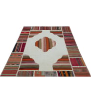 Bej Bohem Stil Geometrik Desenli El Dokuma Kilim Salon Koridor Yatak Odası Etnik