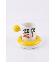 El Yapımı "He De Geç" Yazılı Espressso Fincanı ve Tabağı - 150 ml