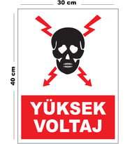 Metal Yüksek Voltaj 30cm x 40cm A3 Büyüklüğünde Uyarı Levhası Yönlendirme Tabelası
