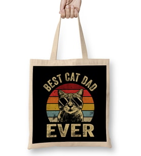 Best Cat Dad Ever Cat Dad Father Vintage Gift Bez Çanta Uzun Saplı