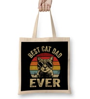Best Cat Dad Ever Cat Dad Father Vintage Gift Bez Çanta Uzun Saplı