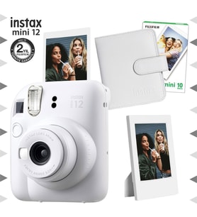 Instax mini 12 Beyaz Fotoğraf Makinesi-10'lu Film-Çerçeve ve Kare Albüm Seti