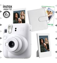 Instax mini 12 Beyaz Fotoğraf Makinesi-10'lu Film-Çerçeve ve Kare Albüm Seti