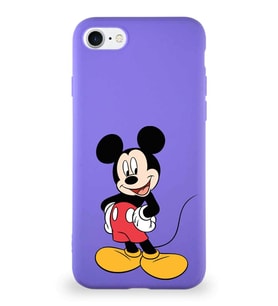 Apple iPhone 7 Soft Premier Kapak Mickey Mouse-E Tasarımlı Silikon Kılıf - Mor (Şeffaf)