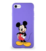 Apple iPhone 7 Soft Premier Kapak Mickey Mouse-E Tasarımlı Silikon Kılıf - Mor (Şeffaf)