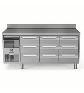 Electrolux Professional Endüstriyel Soğutmalı Tezgah, Sırtlı, "heavy Duty", Aısı304, -2°/+10°c, Dijital, Tropikal - 440 Lt, 9x? Çekmeceli EH3H3CCC