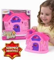Lovely House Oyuncak Eğitici Oyuncak Ev Pembe Mini Ev Oyuncağı +3 Yaş Kız Çocuğuna Hediye + Sürpriz Hediyeli