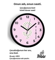 İsme Özel Ş Harfli Pembe Çocuk Odası Duvar Saati Orta Boy 30 cm Siyah Camlı Sessiz