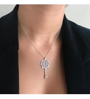 Rodium Kaplama Anahtar Gümüş Kolye (Karışık)